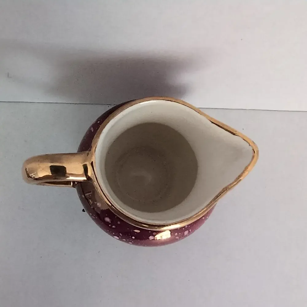 Grays Pottery Mini Pitcher Creamer Stoke On Trent England Purple Gold Lusterware